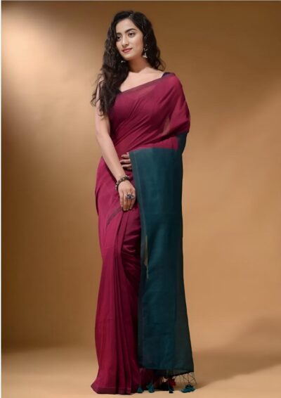 𝚂𝚊𝚊𝚗𝚓𝚑- Half & Half khadi cotton Saree